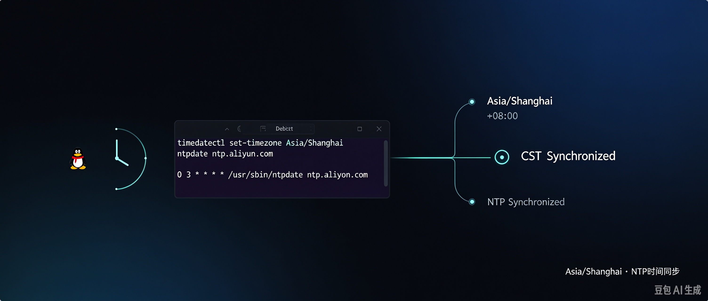 Debian 13 设置Asia/Shanghai时区 并设置NTP定时同步 时间